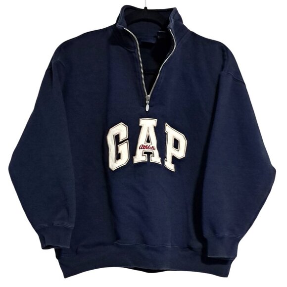 GAP Other - Vtg GAP Athletic Navy Blue Half-Zip Sweatshirt XL Slouchy Boxy Oversized